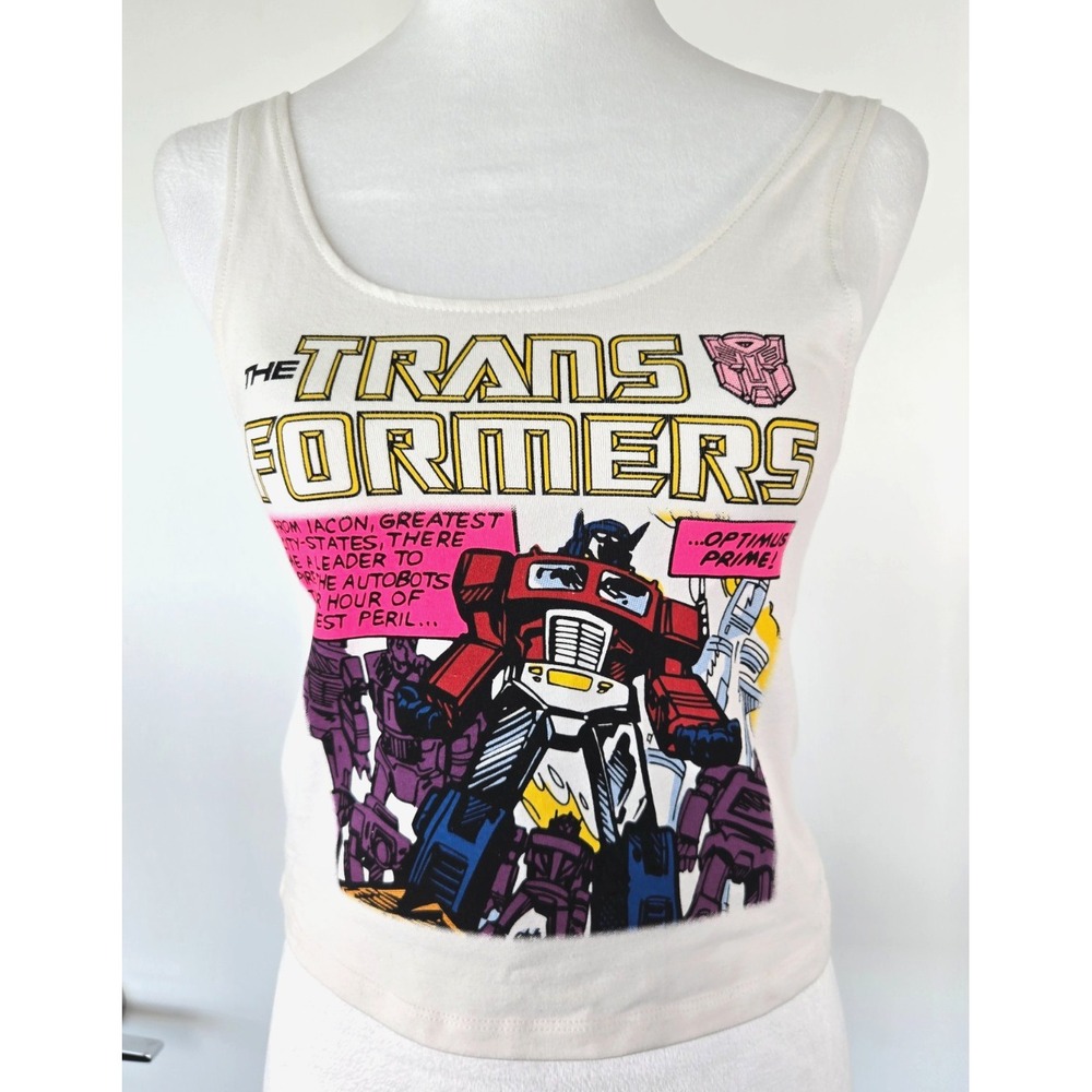 Off White Transformer Graphic Tank Top Sleeveless Summer Beach Y2K W Sz S